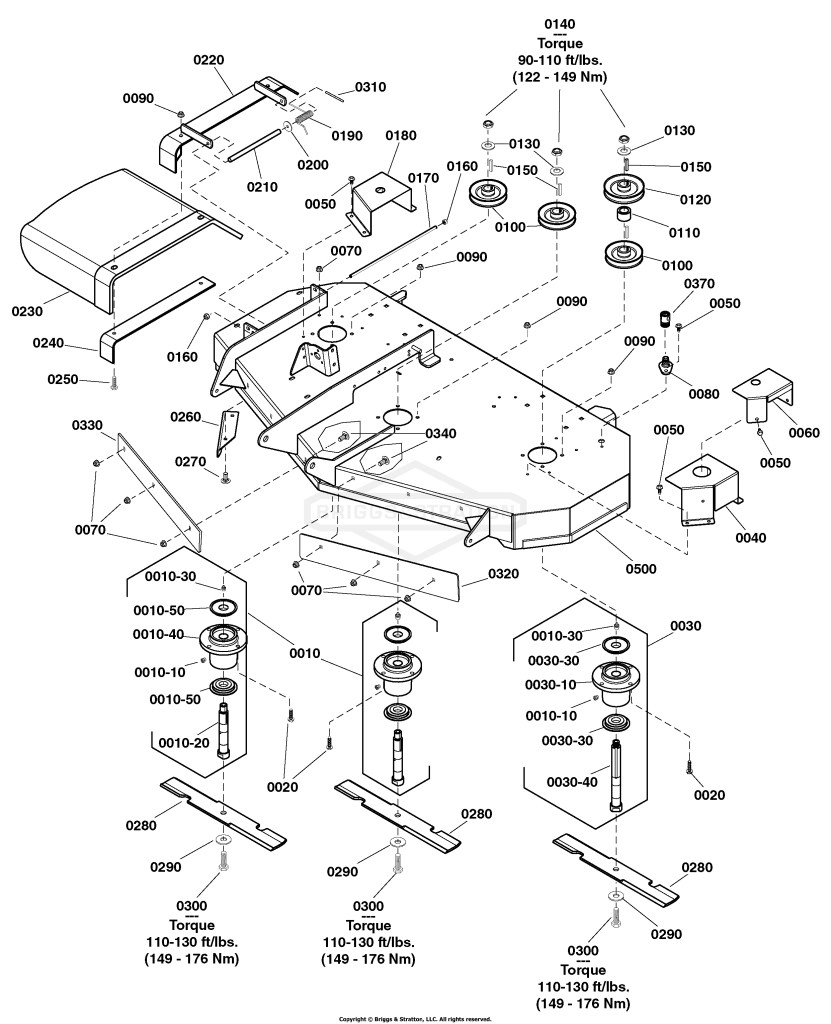 52 (132cm) Mower Deck - Housing, Arbors & Blades Group