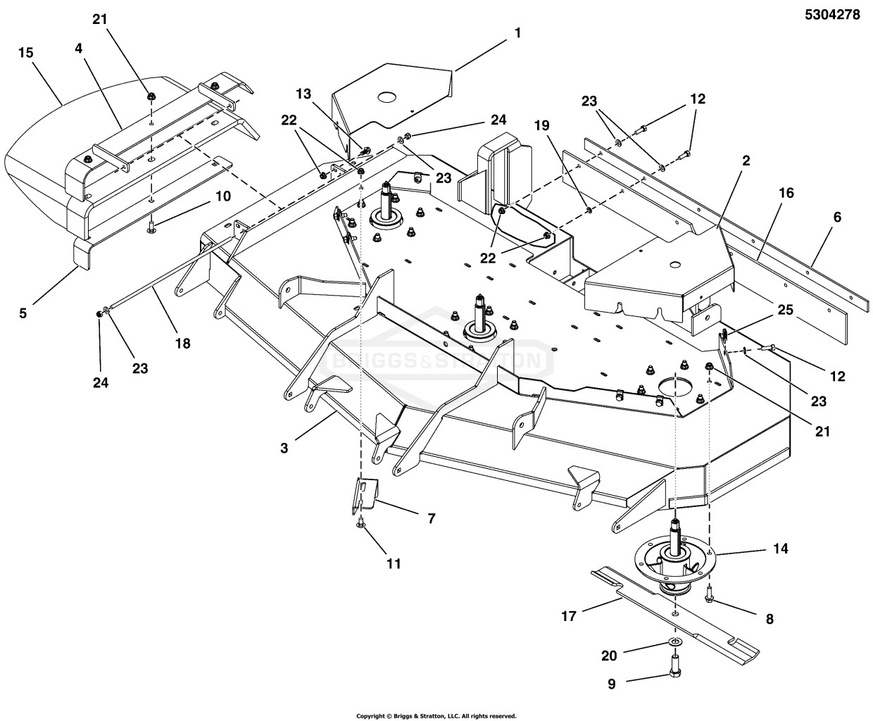 61 Mower Deck - Housing, Covers, Spindles, & Blades