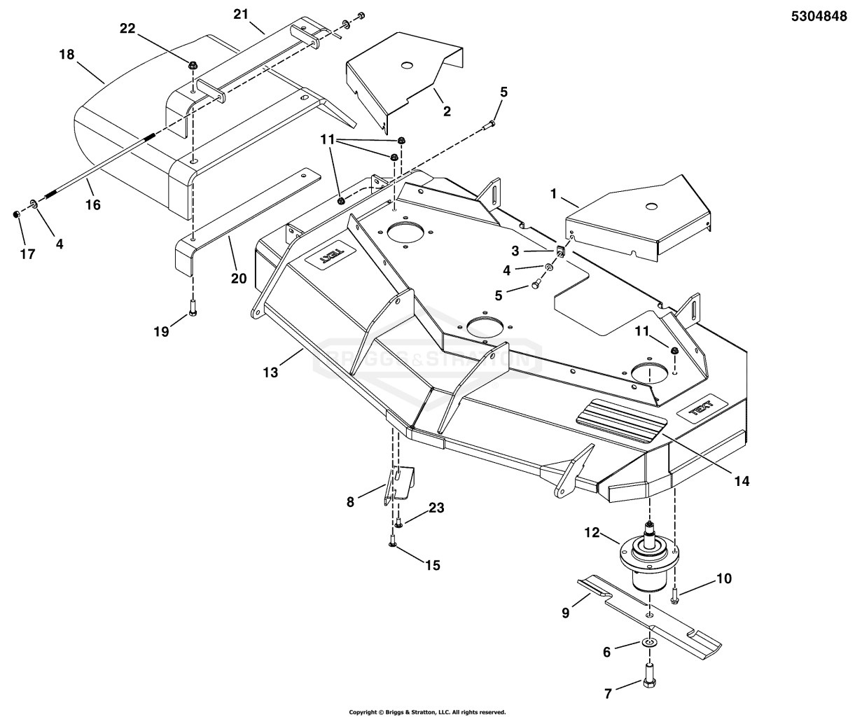 48 Mower Deck Group - Housing, Covers, Spindles & Blades