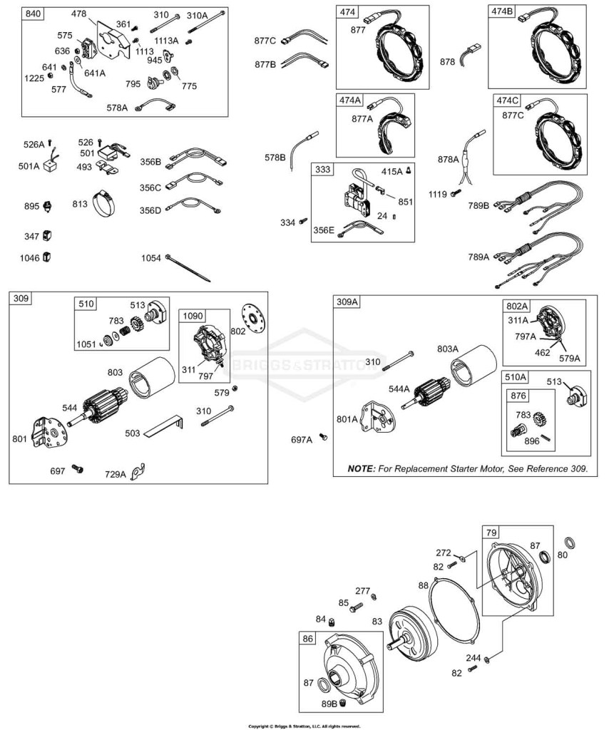 Alternator, Electric Starter, Gear Reducer