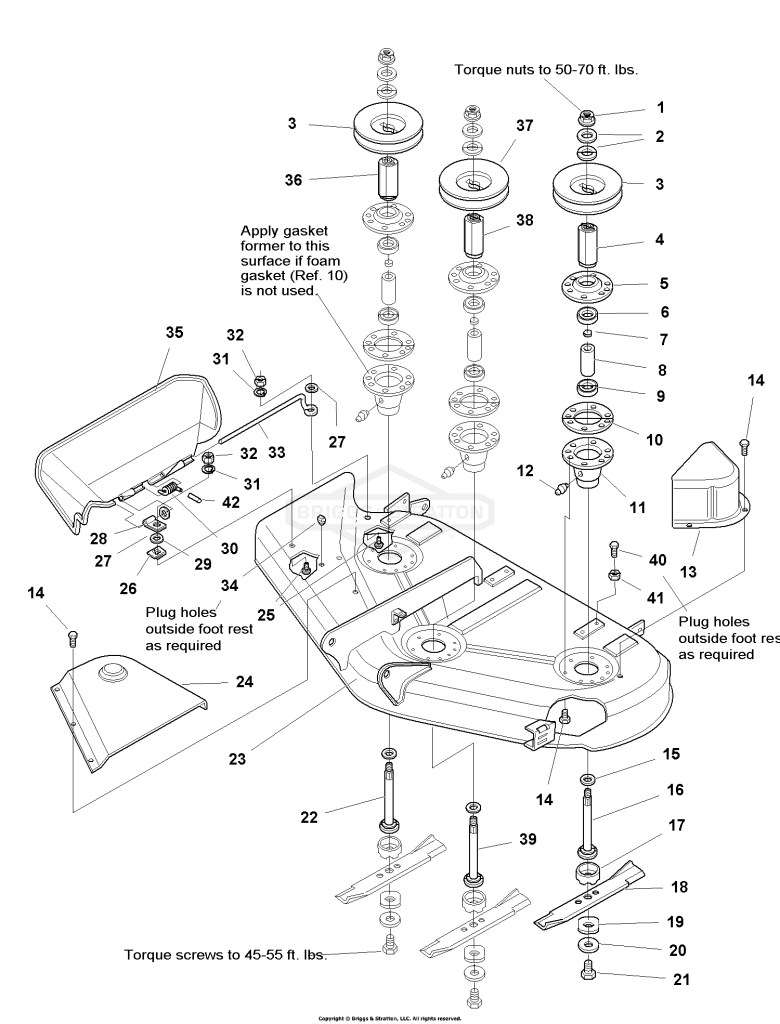 44 Mower Deck - Housing, Arbors & Blades