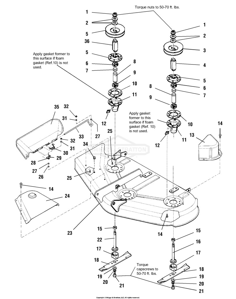 44 Mower Deck - Housing, Arbors & Blades