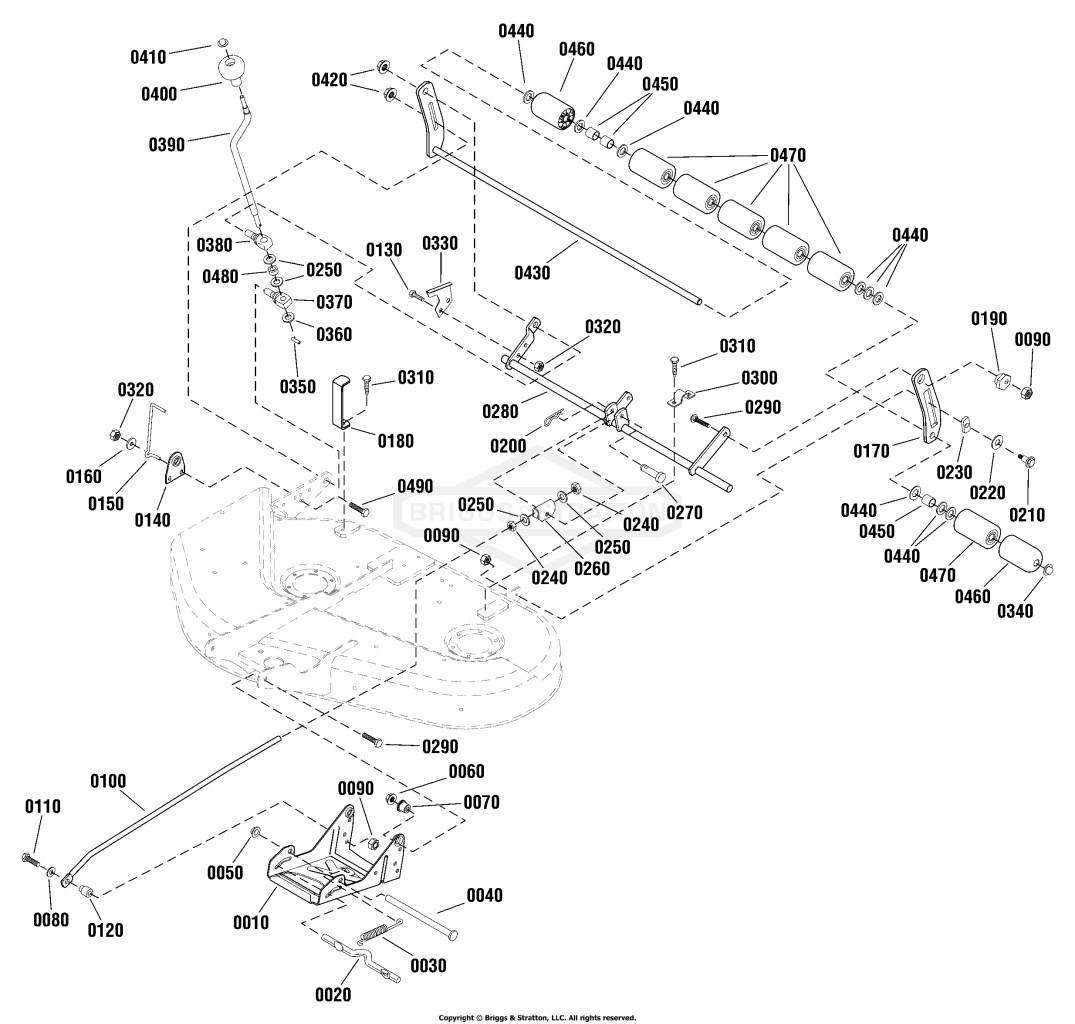 38 (96cm) Mower Deck - Height Adjustment & Roller Bar Group
