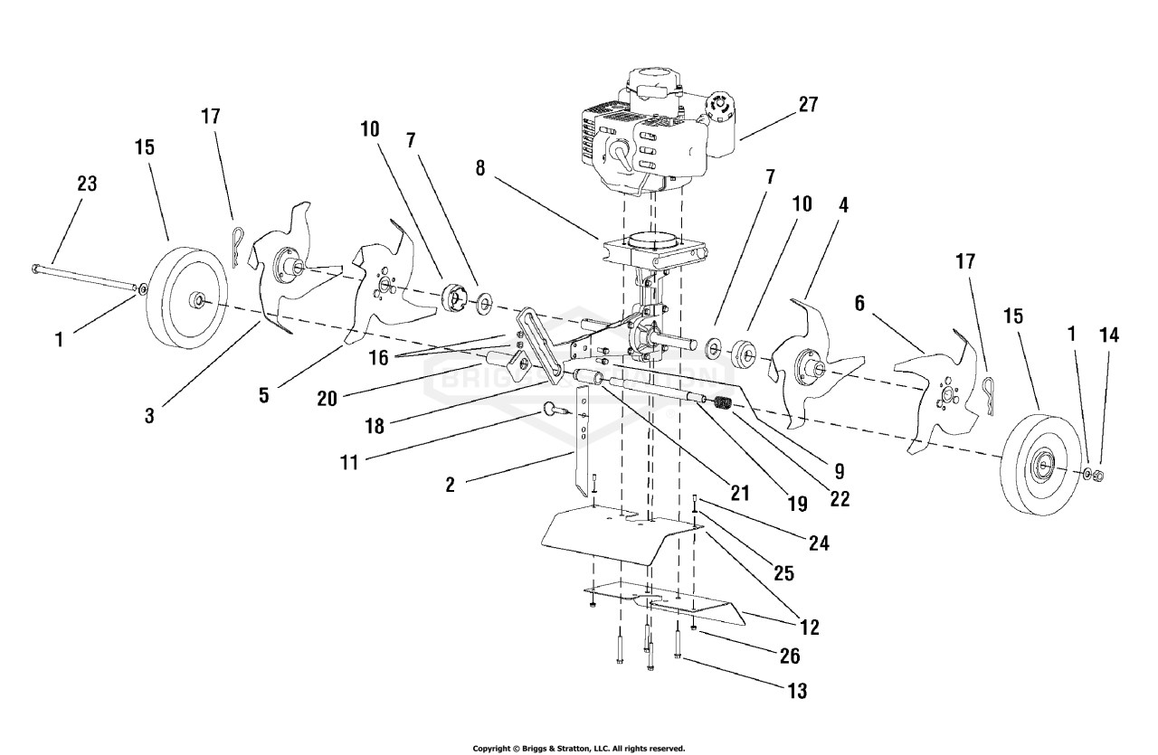 Engine Mount, Hood, Drag Stake & Tines Group