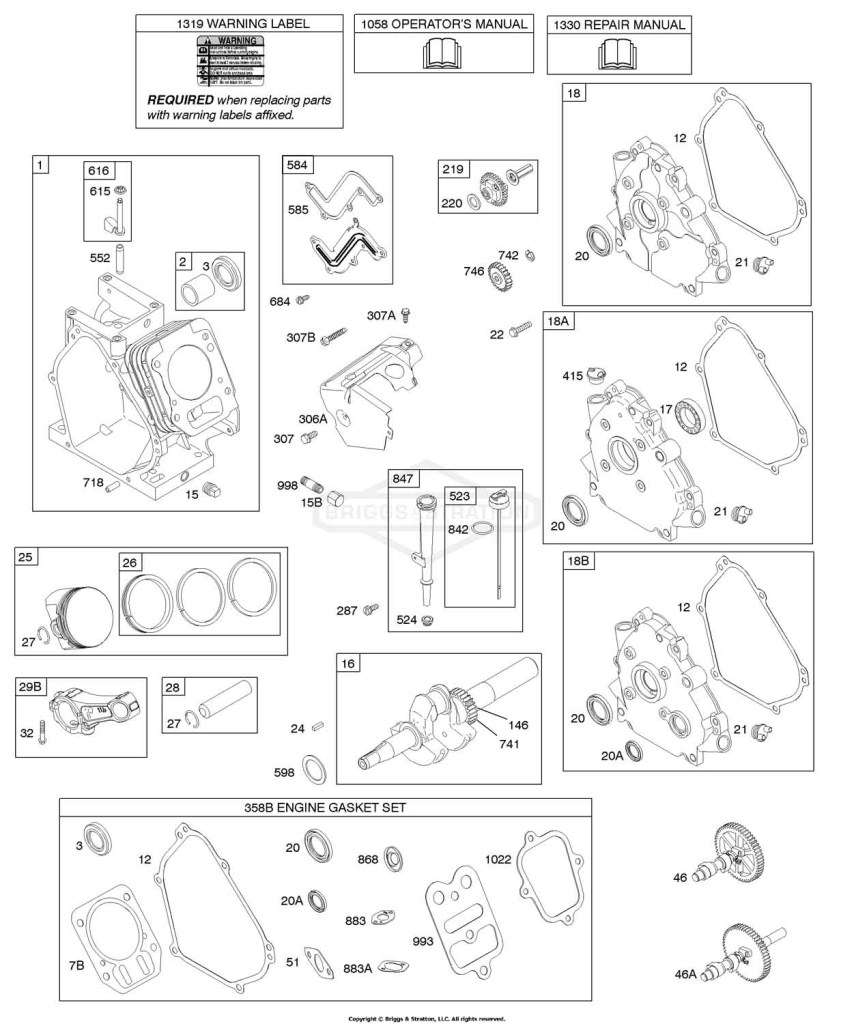 Camshaft, Crankcase Cover, Crankshaft, Cylinder, Lubrication, Piston Group