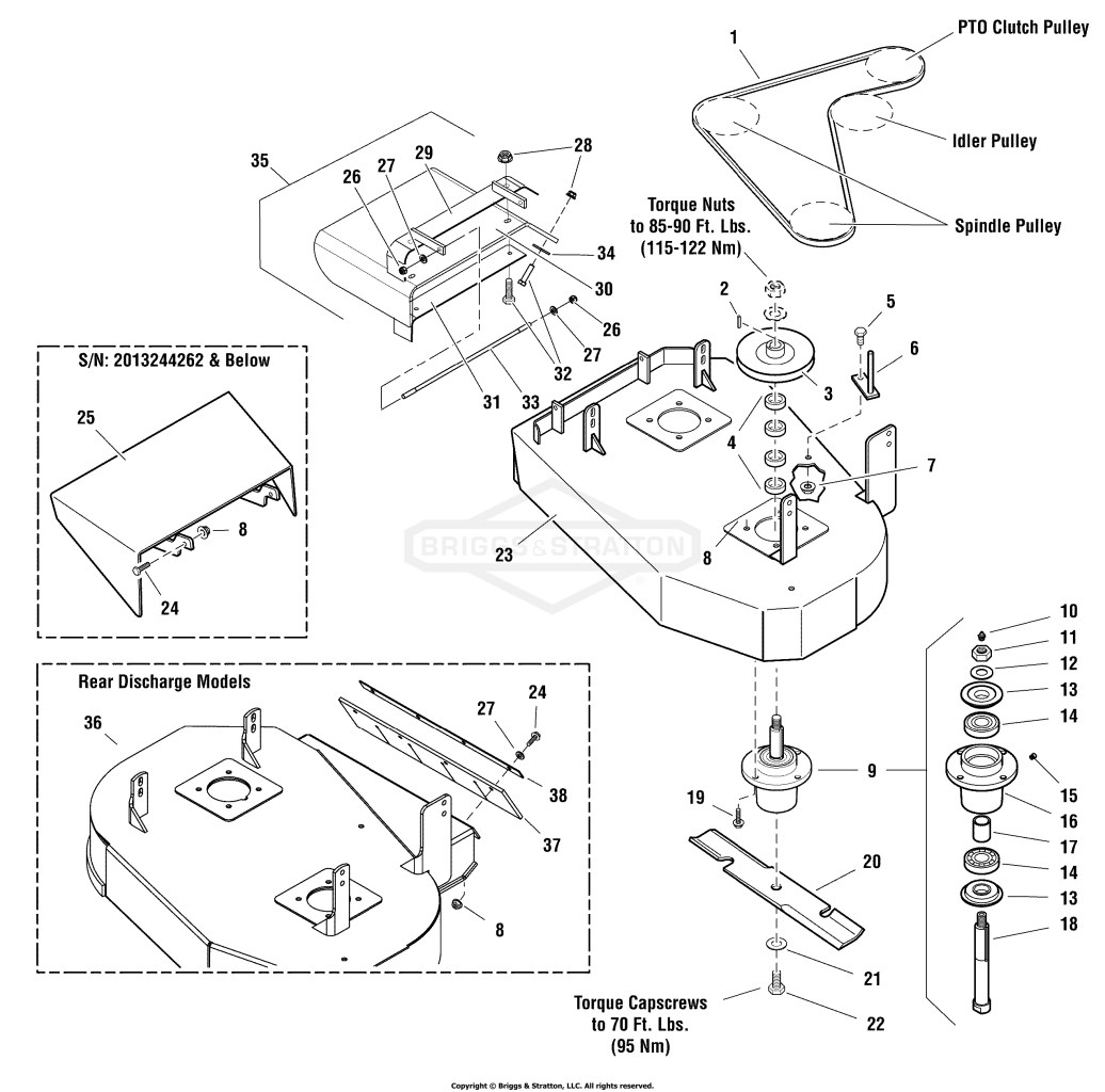 32 Mower Deck - Housing, Spindles, Blades & Pulleys