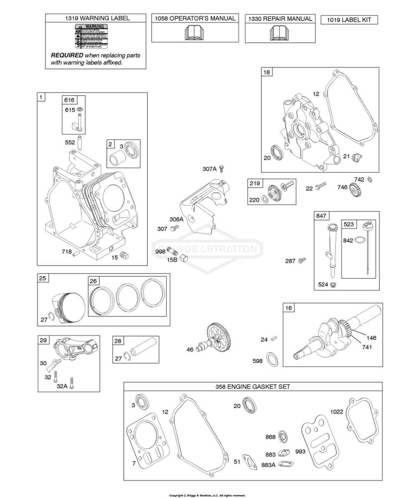 Camshaft, Crankcase Cover, Crankshaft, Cylinder, Lubrication, Piston Group