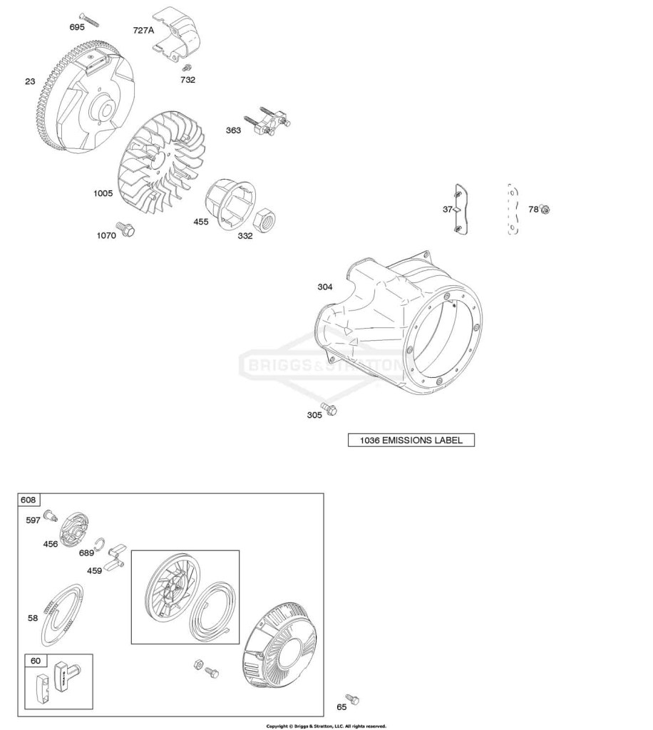 Blower Housing/Shrouds, Flywheel, Rewind Starter