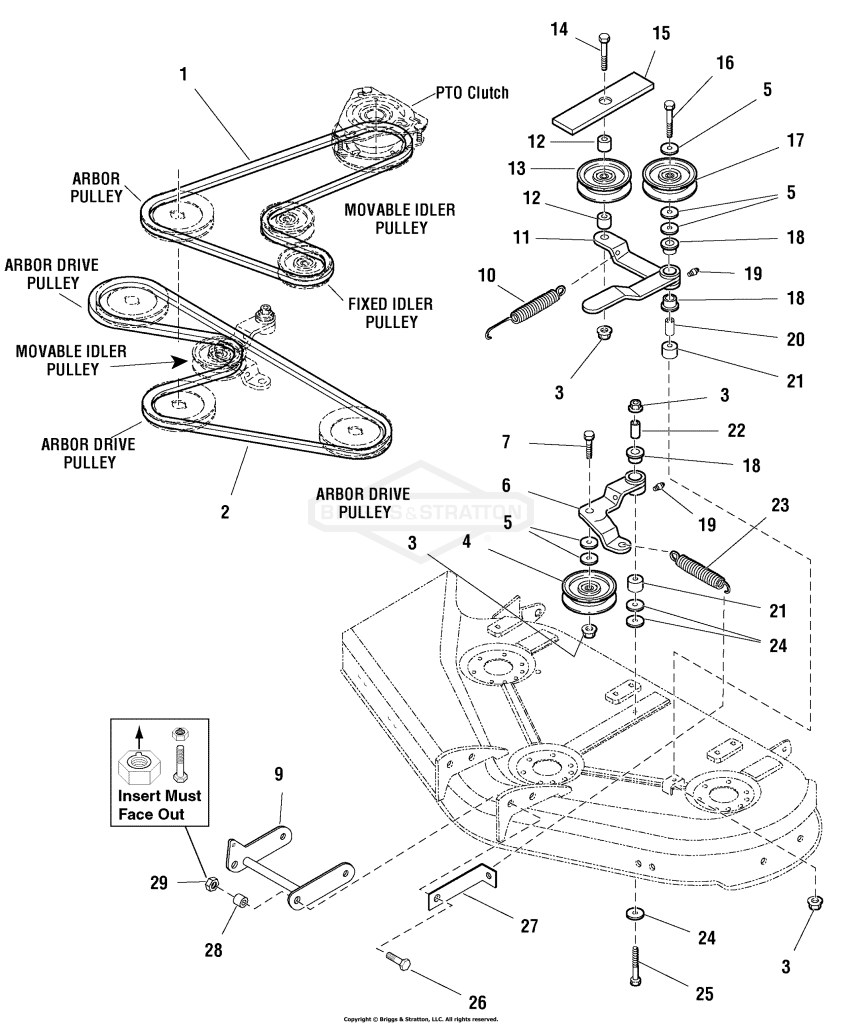 44 Mower Deck - Belt, Idler Arm & Hitch