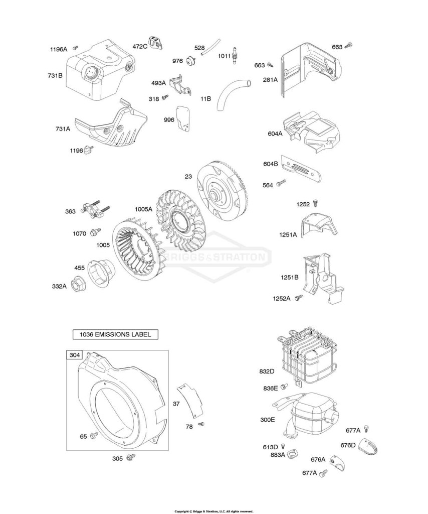 Blower Housing/Shrouds, Exhaust System, Flywheel