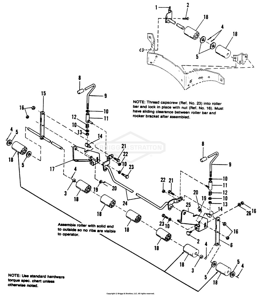 42 Rotary Mower - Height Adjuster & Rollers Group