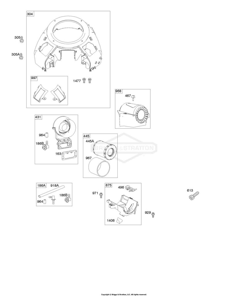 Blower Housing, Air Cleaner, Rewind Assembly