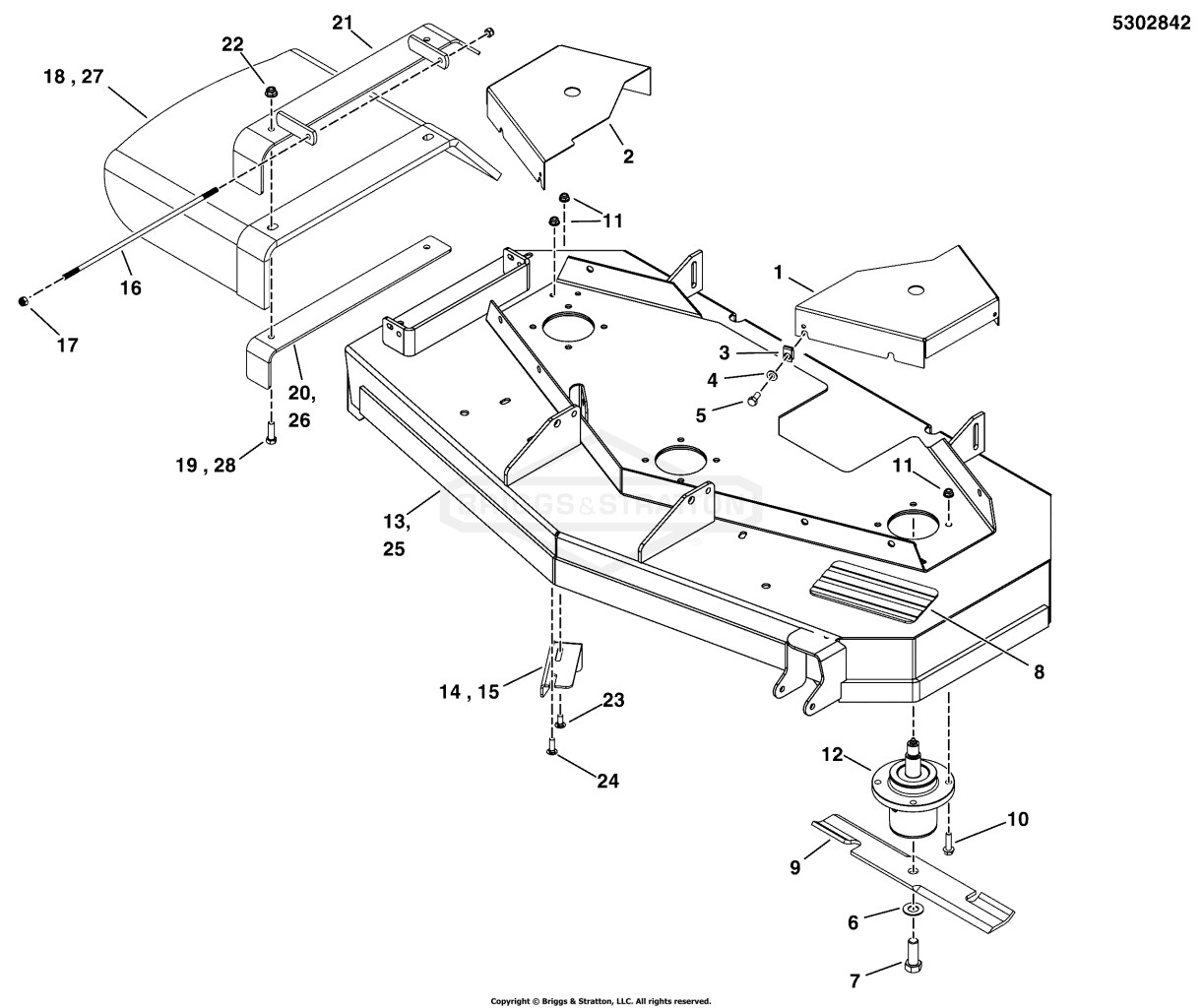 48 Mower Deck - Housing, Covers & Spindles