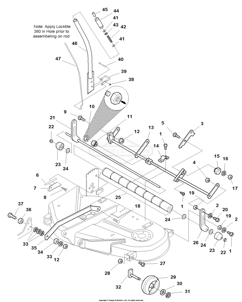 38 Mower Deck - Height Adjustment & Roller Bar