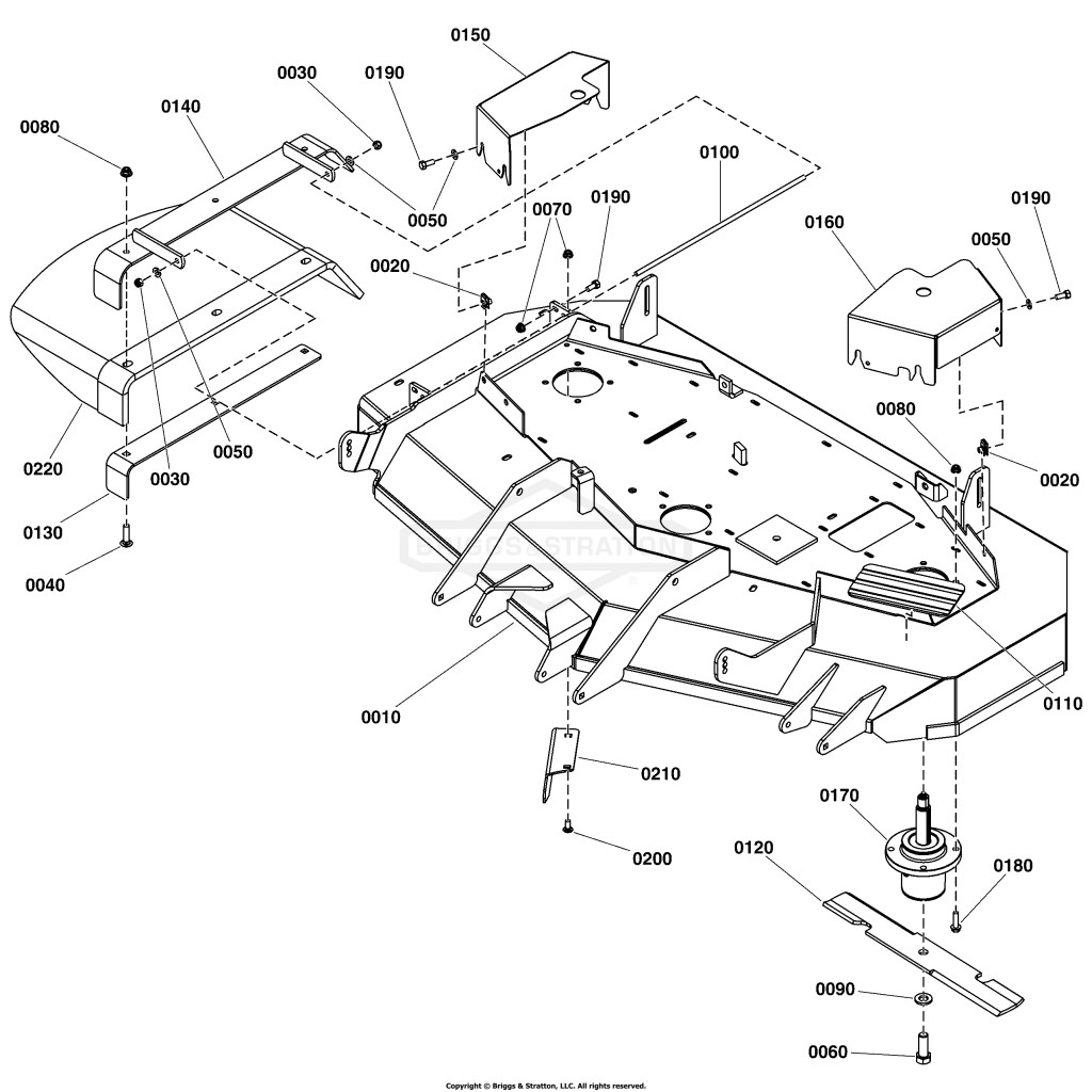 52 Mower Deck Group - Housing, Covers, Spindles, and Blades