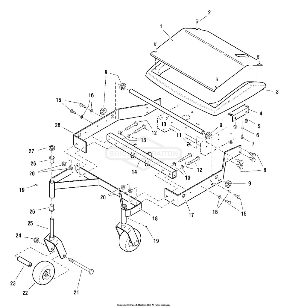 34 Mower Deck - Frame, Caster & Shield - 13HP
