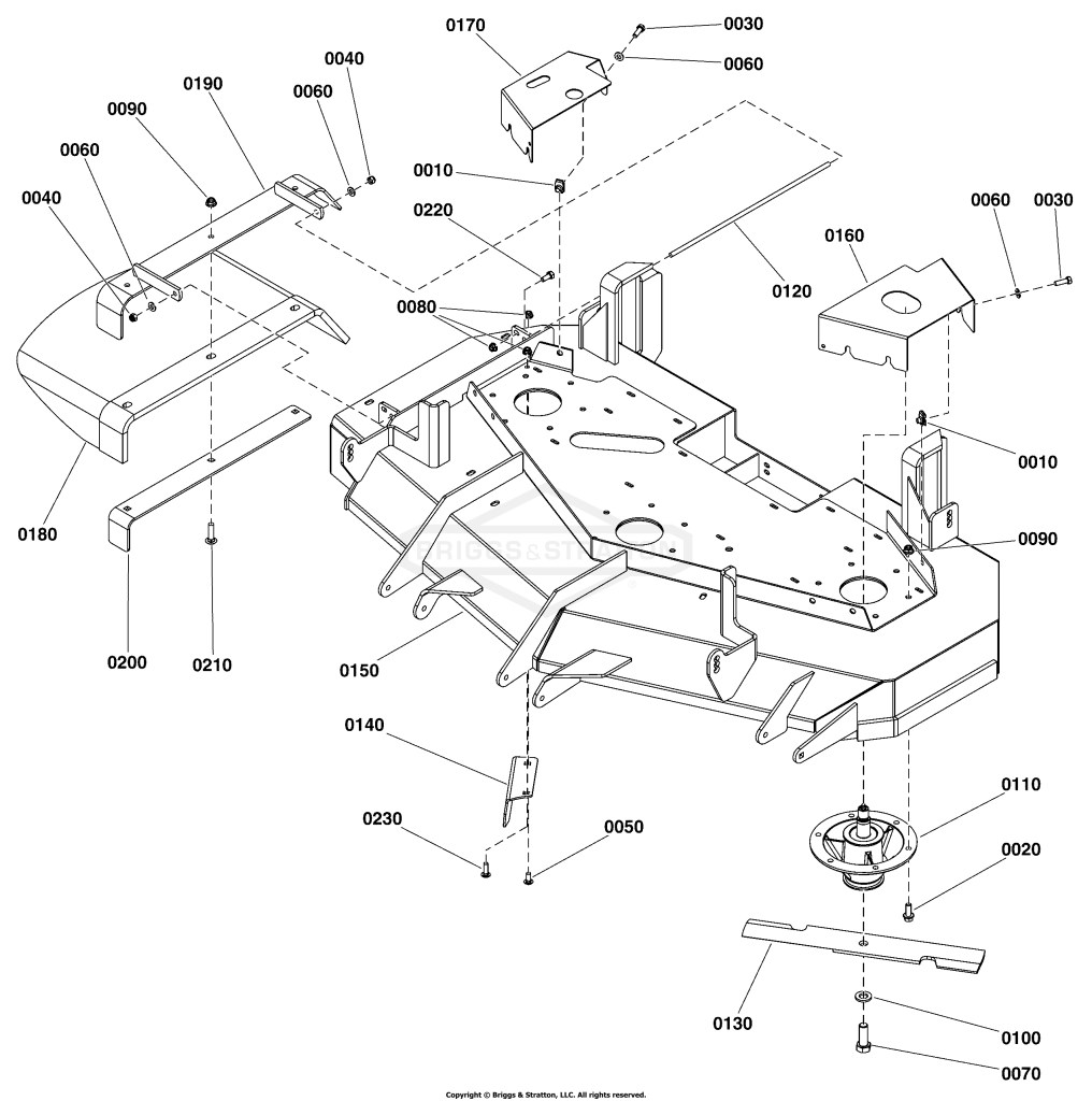 52 Mower Deck Group - Housing, Covers, Spindles, and Blades