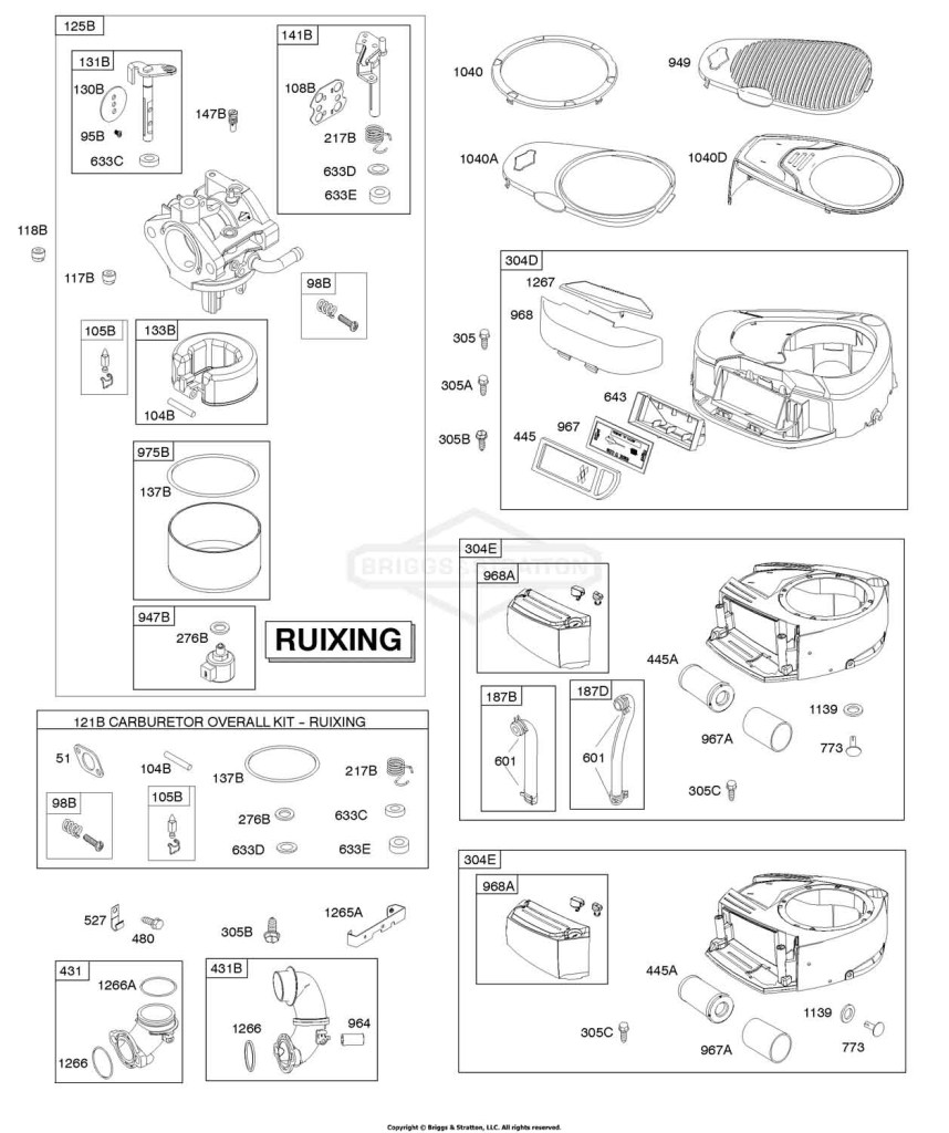Air Cleaner, Blower Housing, Carburetor - Ruixing, Fuel System, Kit - Carburetor Overhaul - Ruixing