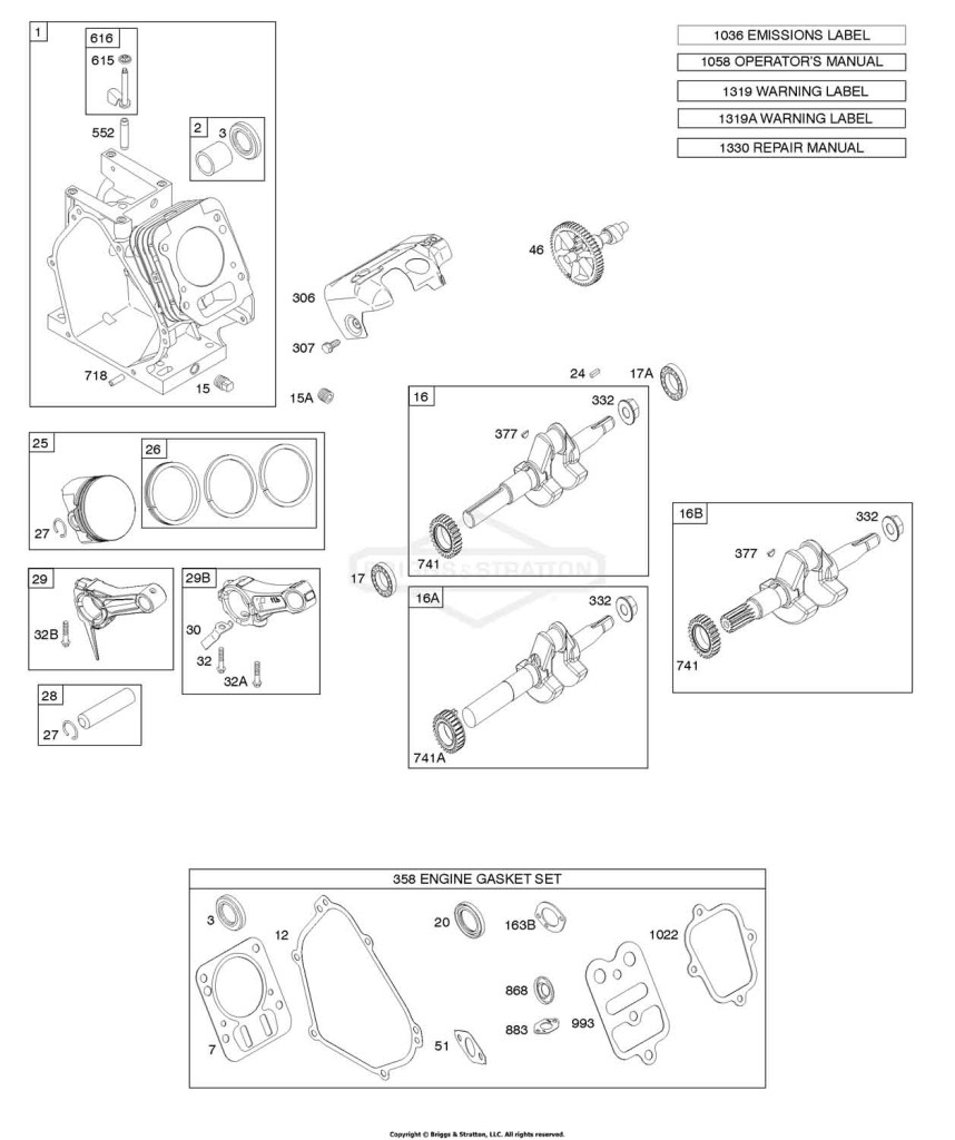 Camshaft, Crankshaft, Cylinder, Piston Group