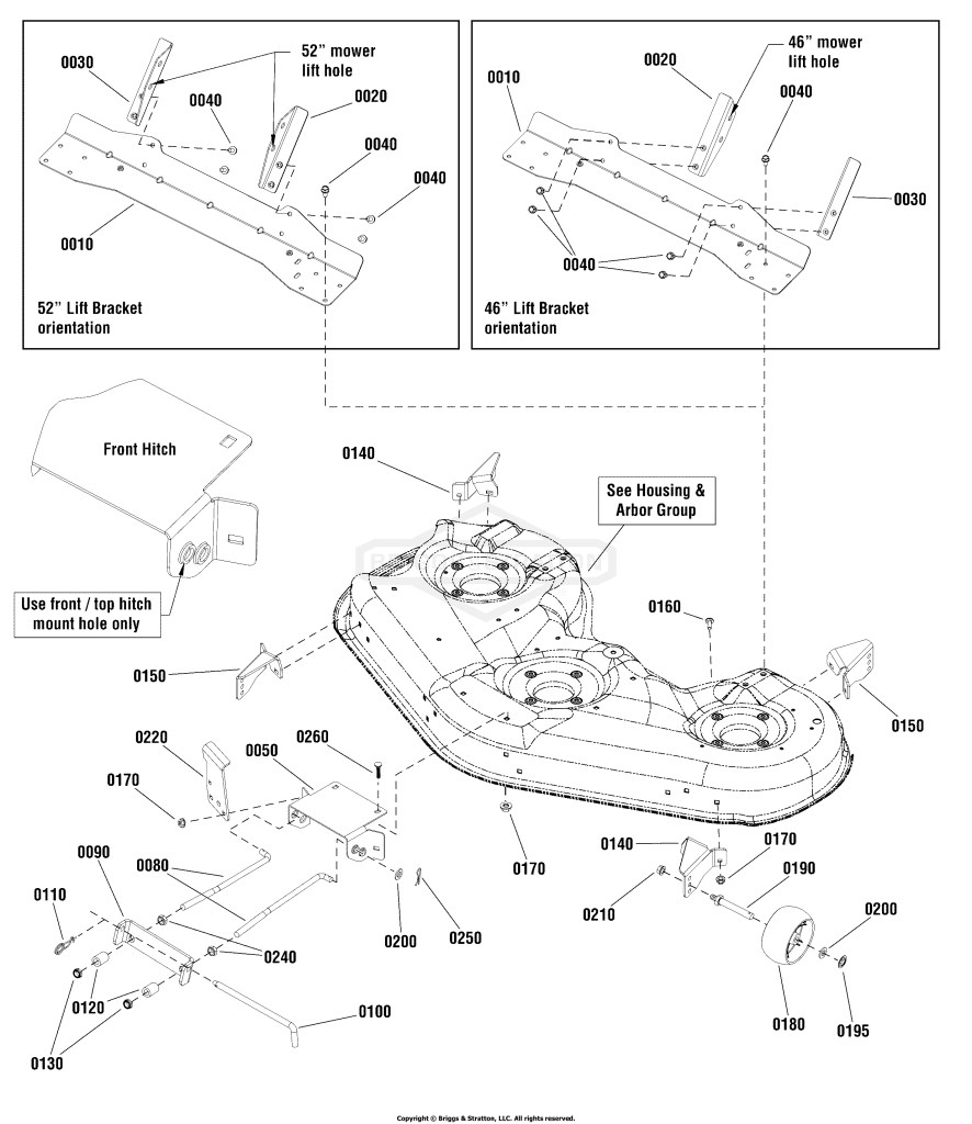 46 & 52 Mower Deck - Height Adjustment Group