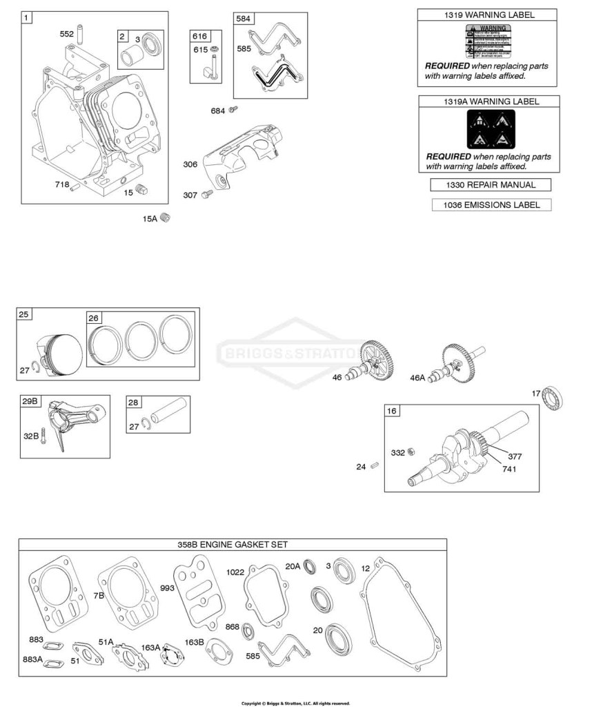 Camshaft, Crankshaft, Cylinder, Piston Group