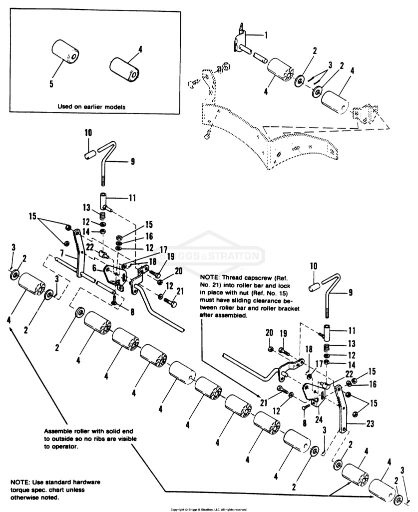 48 Rotary Mower - Height Adjuster & Rollers Group