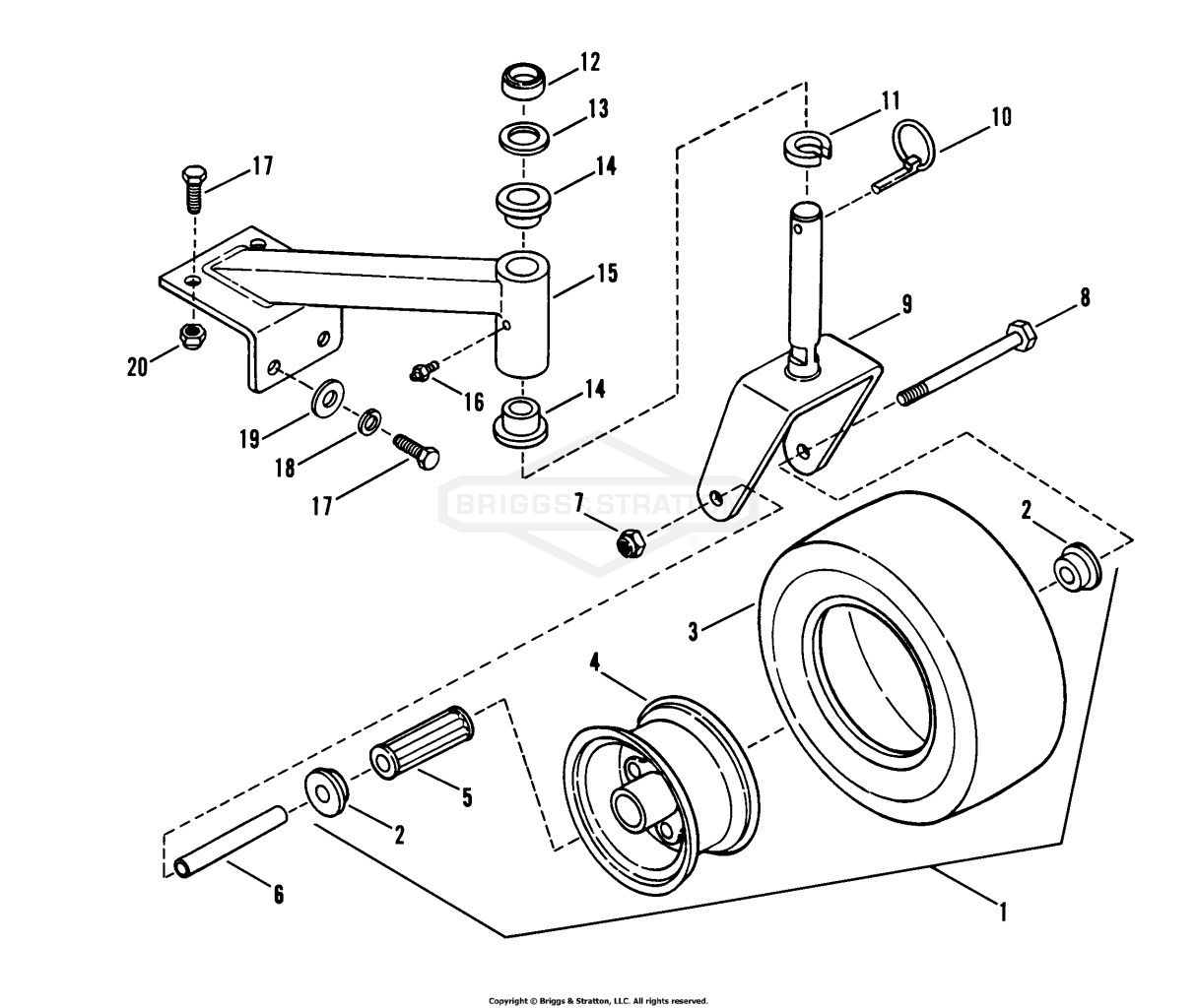 Caster, Wheel & Tire Assembly