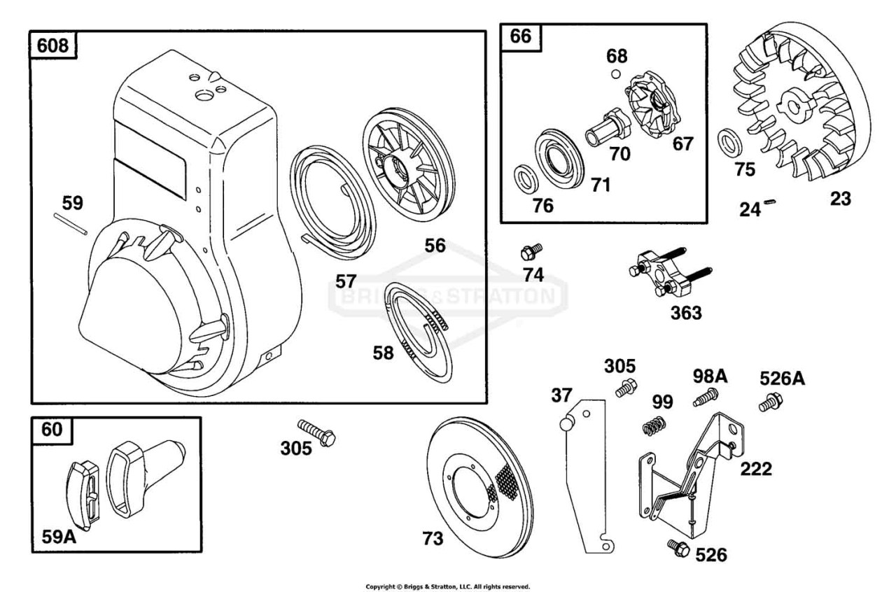 Blower Hsg, Rewind, Flywheel