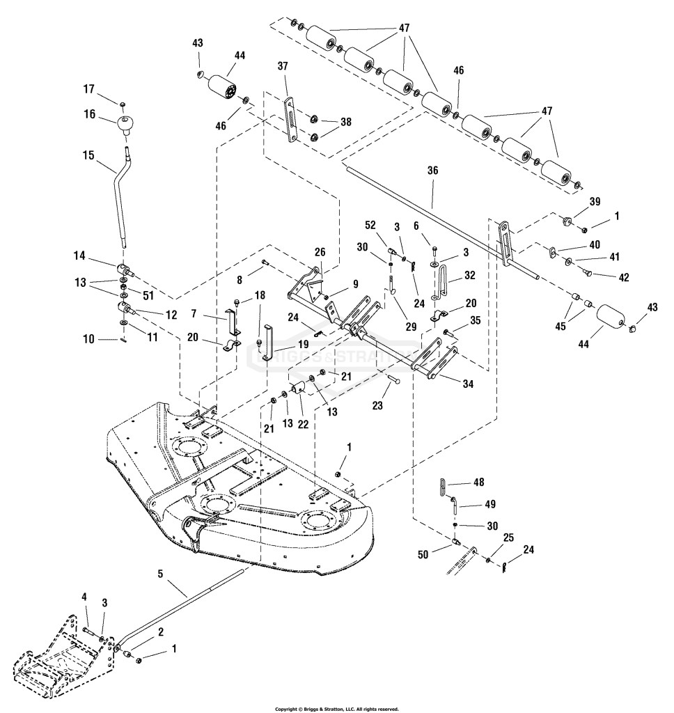 44 Mower Deck - Height Adjustment & Roller Group