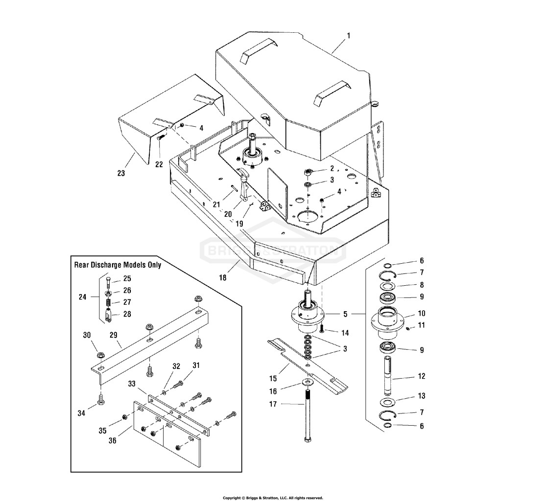 32 & 36 Mower Deck - Housing, Covers, Spindles & Blades