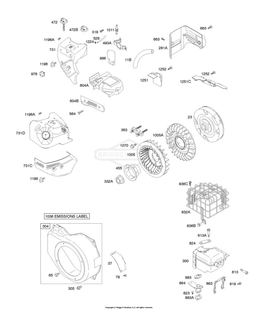 Blower Housing/Shrouds, Exhaust System, Flywheel