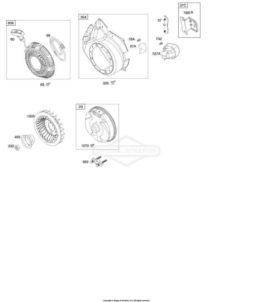 Blower Housing/Shrouds, Flywheel, Rewind Starter