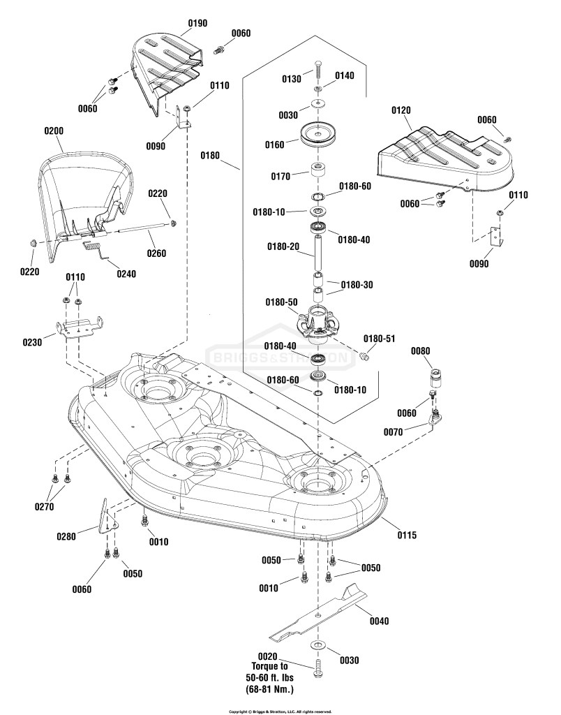 52 Mower Deck - Housing, Arbors & Blades Group