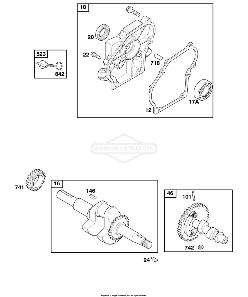 Camshaft, Crankcase Cover, Crankshaft
