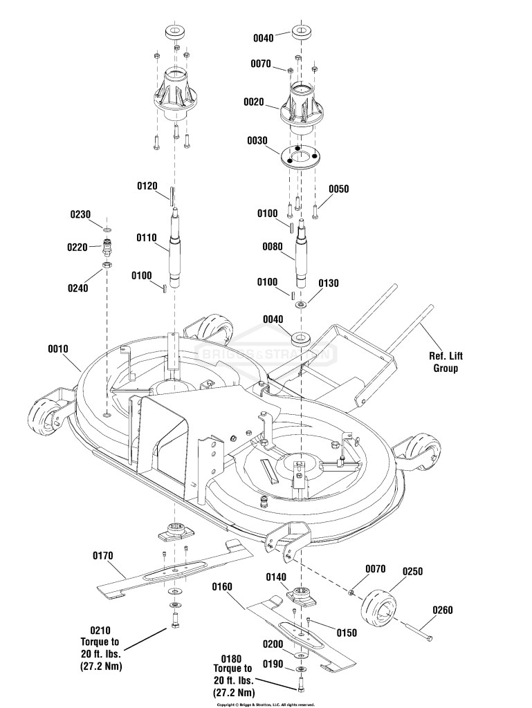 40 Mower Deck - Housing, Hitch, Arbors & Blades Group