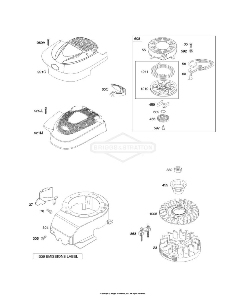 Blower Housing/Shrouds, Flywheel, Rewind Starter