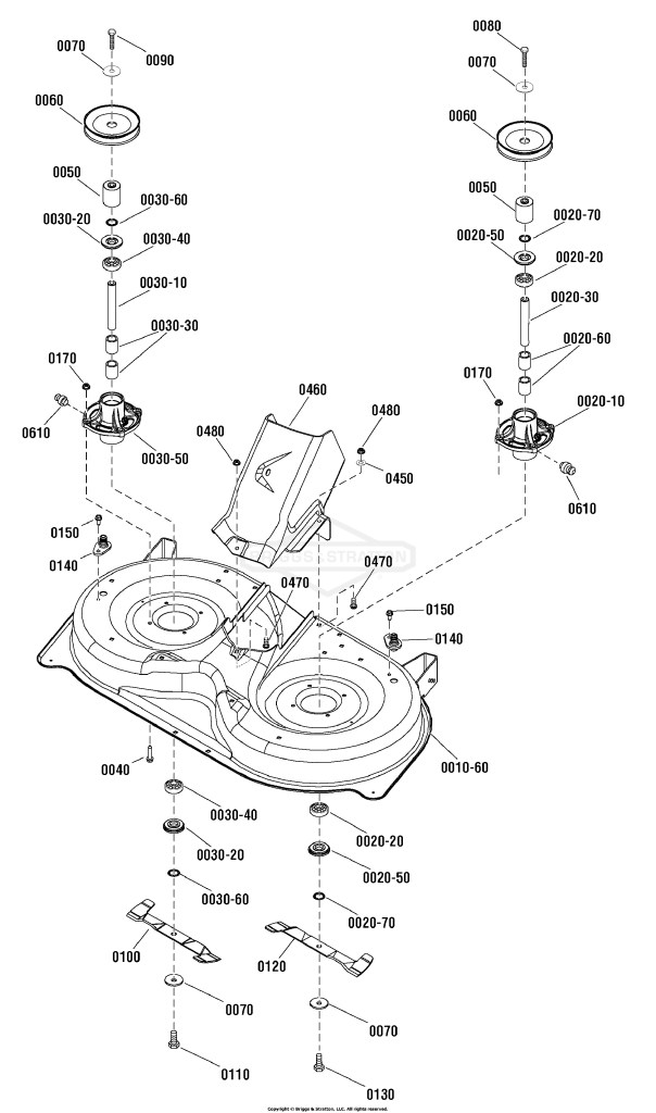 38 Mower Deck - Housing, Arbors & Blade