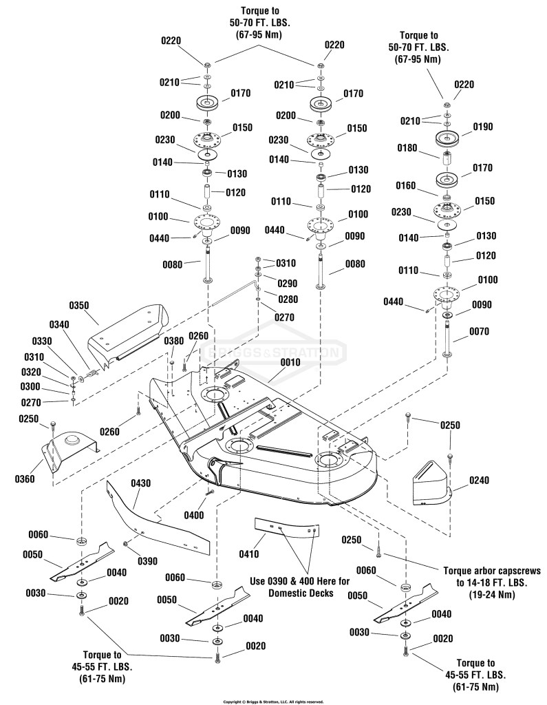 44 Mower Deck - Housing, Arbors & Blades Group