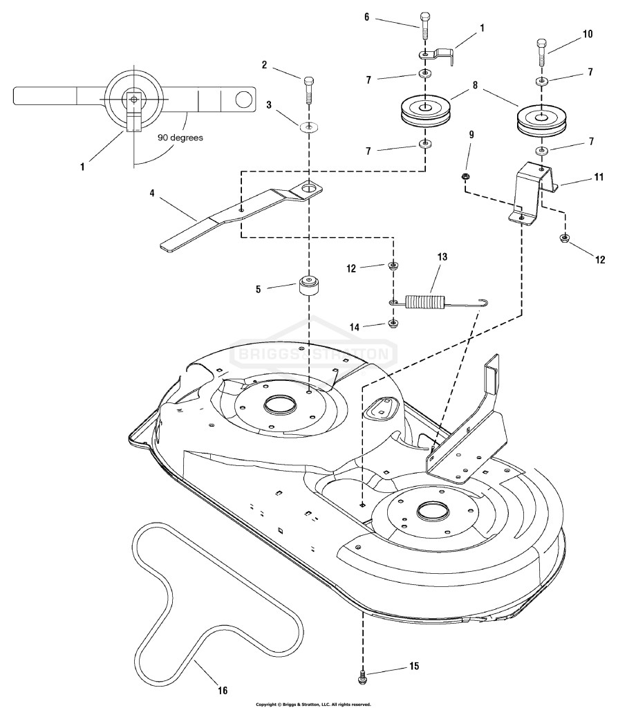 38 & 42 Mower Deck - Belt, Idler Arm & Hitch Group