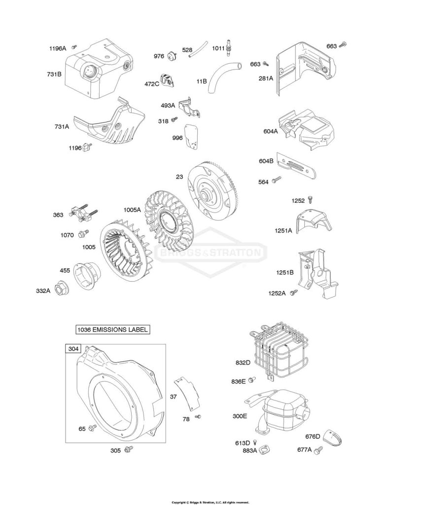 Blower Housing/Shrouds, Exhaust System, Flywheel