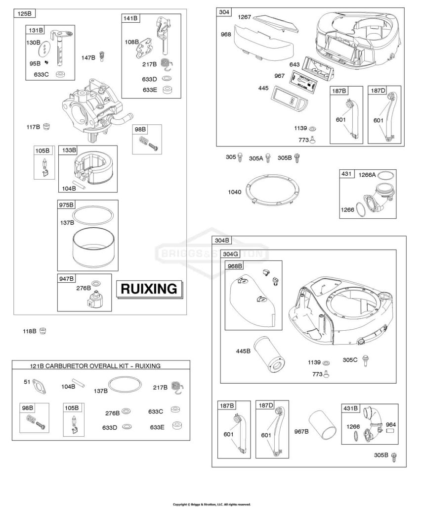 Air Cleaner, Blower Housing, Carburetor - Ruixing, Kit - Carburetor Overhaul - Ruixing