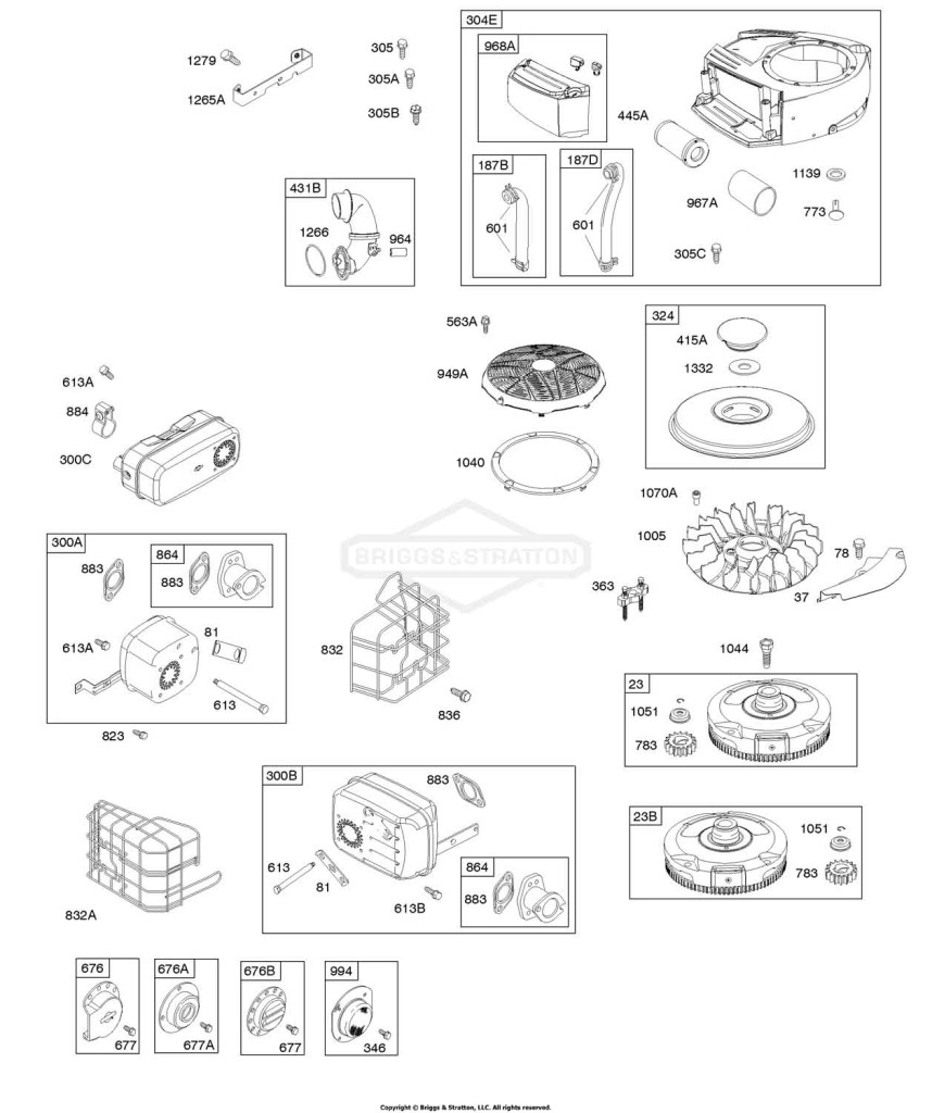 AIR CLEANER, BLOWER HOUSING, EXHAUST SYSTEM, FLYWHEEL