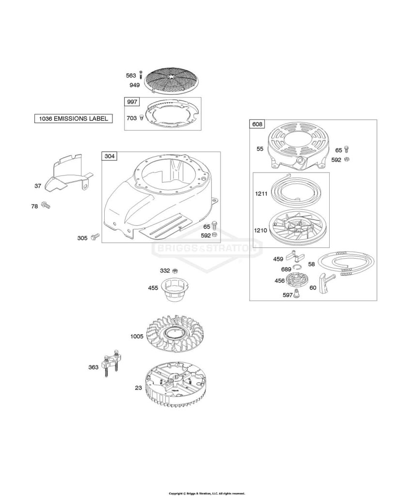 Blower Housing/Shrouds, Flywheel, Rewind Starter