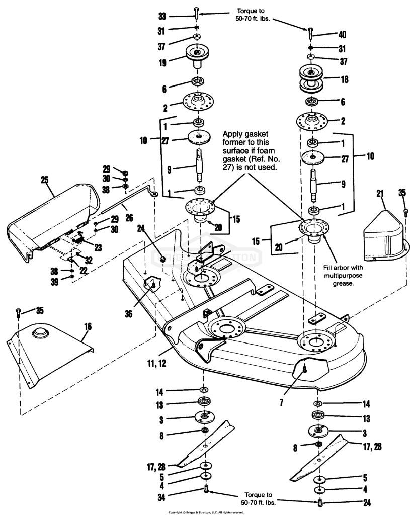 44 & 50 Mower - Deck, Arbors & Blades