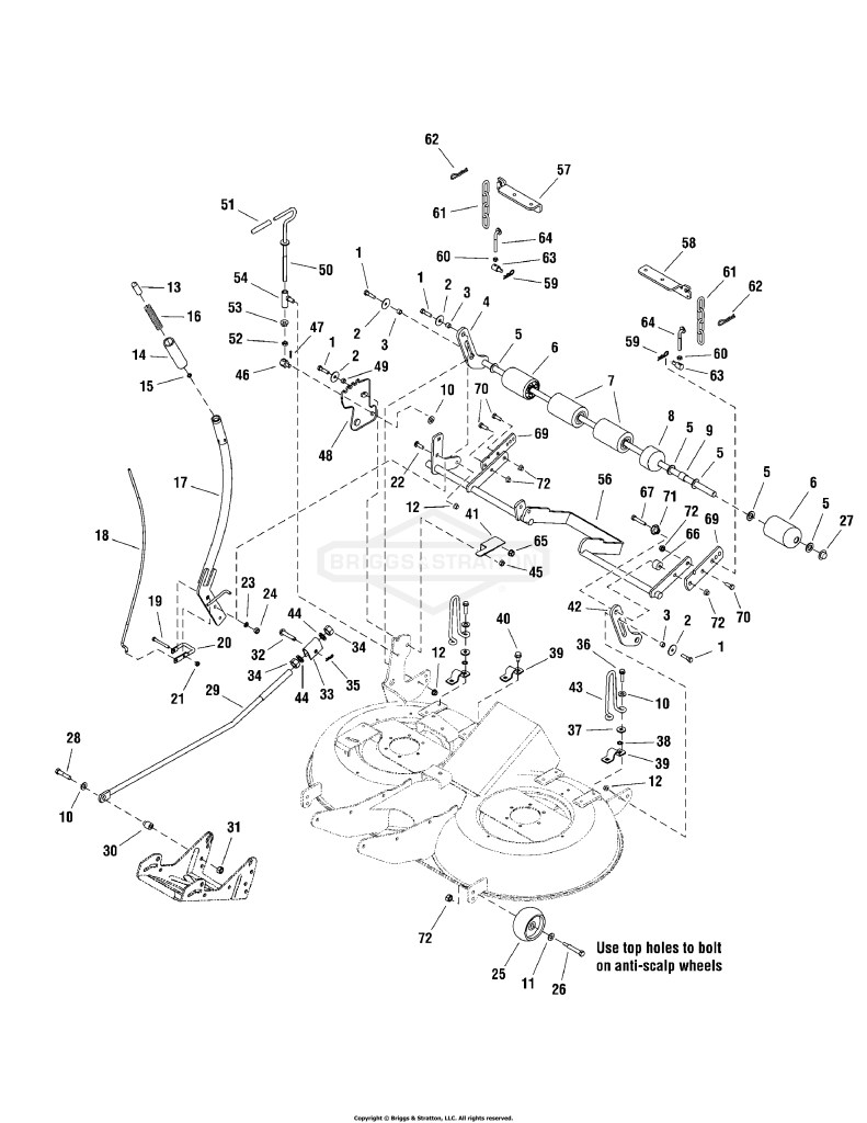 40 Mower Deck - Height Adjustment & Roller Bar