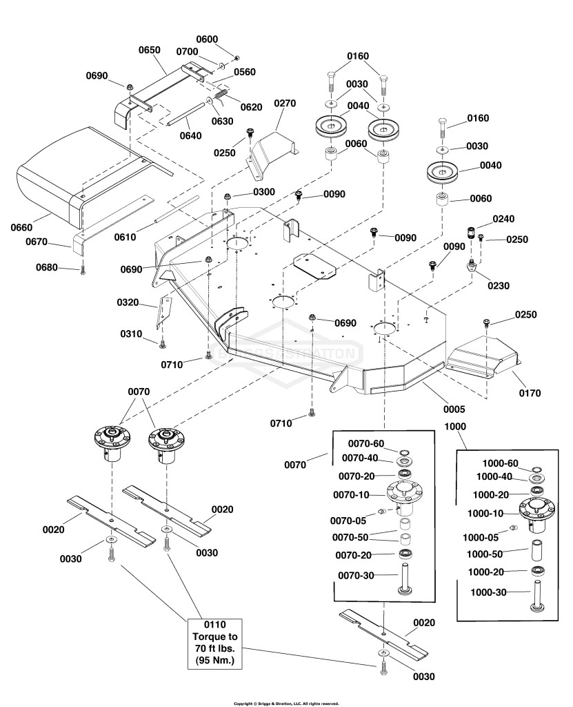 52 (132cm) Mower Deck - Housing, Arbors & Blades Group