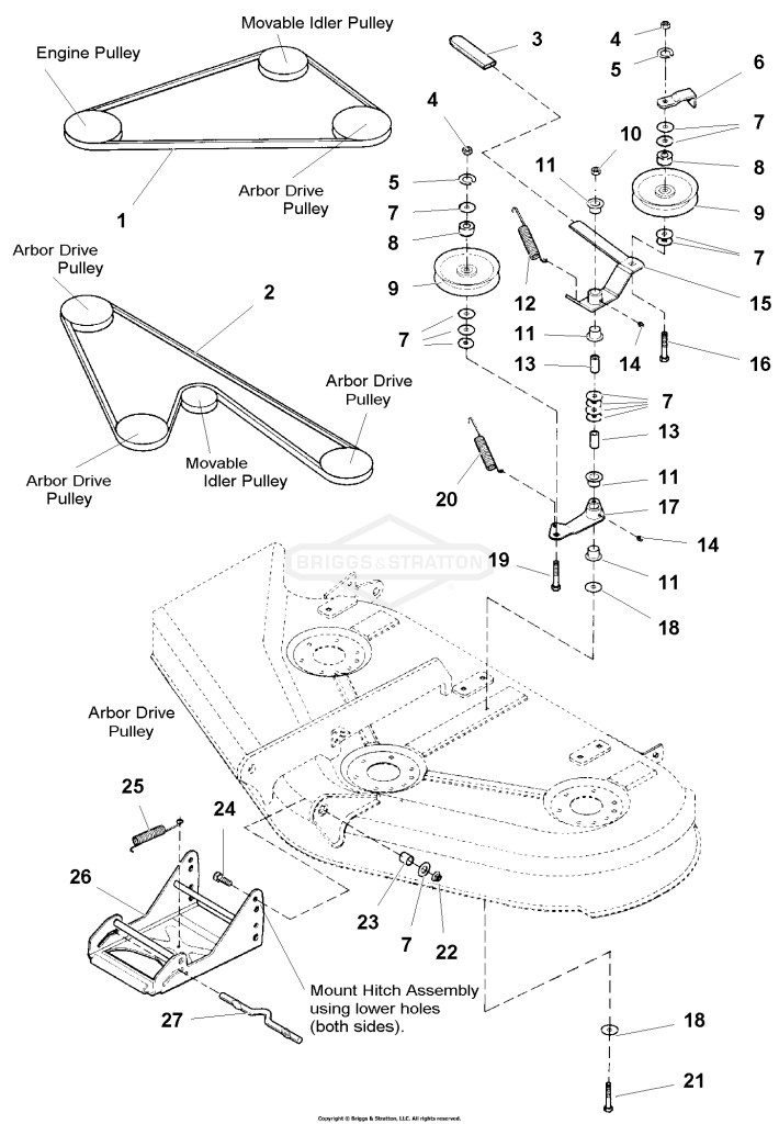 44 & 50 Mower Deck - Clutch & Support Group