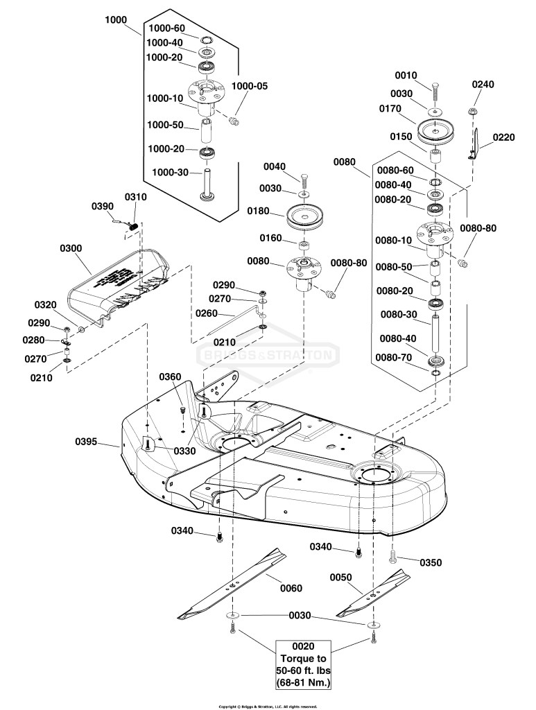 38 (96cm) Mower Deck - Housing, Arbors & Blade Group