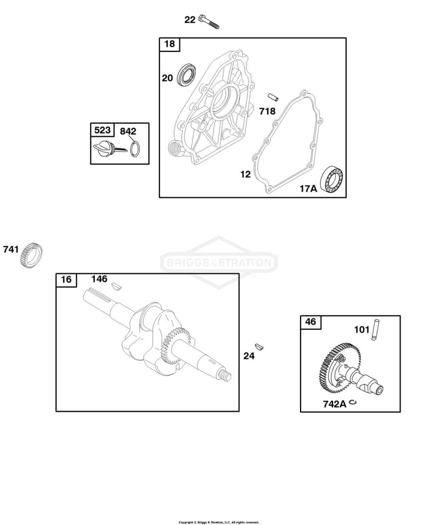 Camshaft, Crankcase Cover, Crankshaft