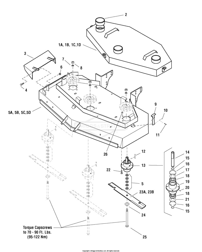 48 & 52 Mower Deck - Housing, Covers, Spindles & Blades